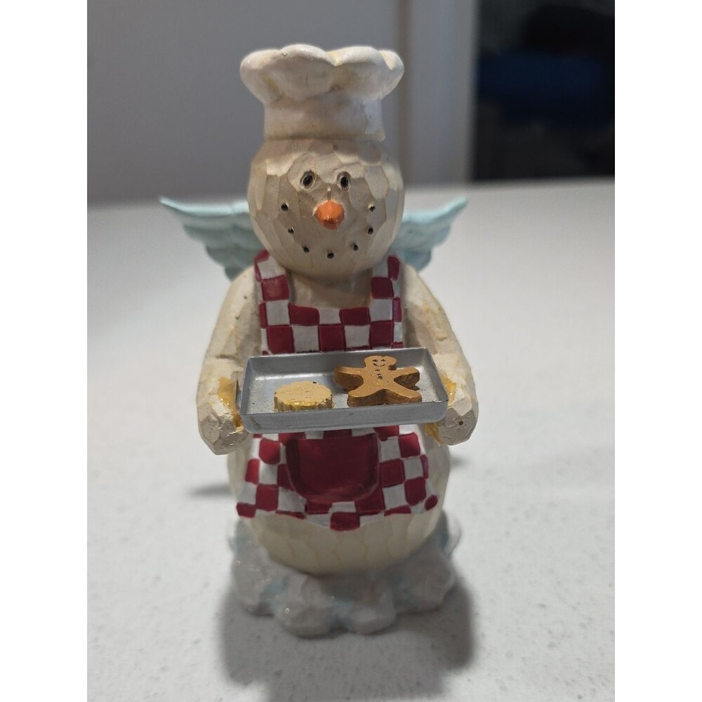 Holiday Chef Snowman Angel Figurine - Red & White